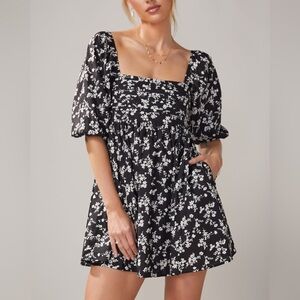 Francesca’s black and white floral mini dress